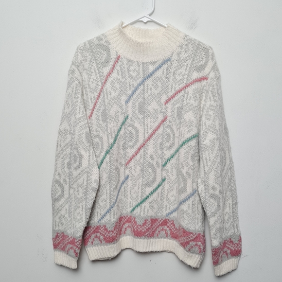 idioms Sweaters - Idioms VTG Ivory Off-white Mockneck Long Sleeve Pullover Sweater Women's Size L